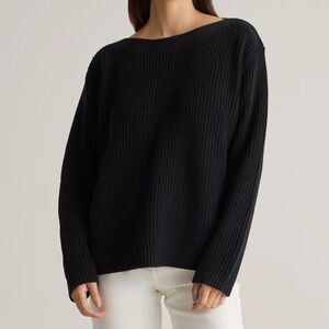 Quince 100% Organic Cotton Fisherman Boatneck Sweater Black Medium M Neutral